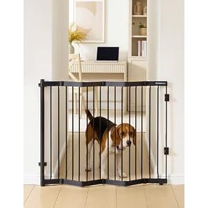 No Pawblems Retractable Safety Gate, Metal Adjustable Dog Gate for Doorways, Stairs & Hallways, Expands to 38" Wide, Auto Retract Design, No Bottom Bar, Black