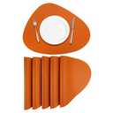 uxcell 6pcs Faux Leather Placemats for Dinner Table, PU Leather Drop-Shaped Table Mats Placemats Heat Resistant Waterproof Oil Proof Kitchen Placemats, Orange