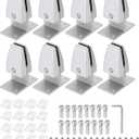 PATIKIL 2.8x1.7x3.6" Desk Divider Support Clamp, 8 Pcs Aluminum Desk Shield Clamp Desk Divider Partition Clamp Sneeze Guard Clamp Bracket for Office Home Desk Panel, Silver