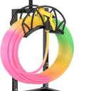 HZE Garden Hose Holder, Freestanding Water Hose Reel Stand for Outside with Solar Light, Heavy Duty Detachable Metal Storage Rack Holds 160 FT for Yard Lawn Farm, Black