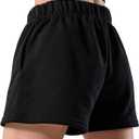 Kamo Fitness CozyTec Sweat Shorts Women High Waisted Lounge Comfy Casual Cotton Shorts with Pockets (Medium, Black)