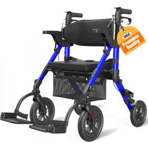 VOCIC Z51 Walker for Seniors, 2 in 1 Walker Wheelchair Combo, All Terrain