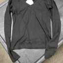 ANRABESS Long Sleeve Shirts for Women V Neck Ribbed Knit Fitted Fall Basic Tshirts Going Out Tops S