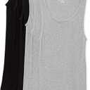 Amazon Essentials Men's Lightweight Tank Undershirts, Pack of 6 (Large, Black/Grey Heather)