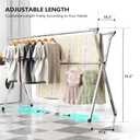 URYAN 95 Inches Clothes Drying Rack, Heavy Duty Stainless Steel Laundry Drying Rack Folding Indoor Outdoor, Portable Drying Rack Clothing, Blanket Rack Clothesline with 20 Windproof Hooks
