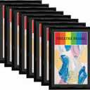 Black Theatre Frame with Black Mat, 8 Packs, Holds 5.5x8.5-inch Media, Wall or Tabletop Display