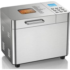 2LB Bread Maker Machine, OSIPOTO 17 in 1 Automatic Stainless Steel Bread Machine, Non-stick, Beginner-Friendly Controls, 15 Hour Timer, Easy to Clean Low Noise, High Success Rate for Homemade Bread