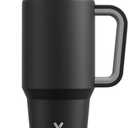 Meoky 32 oz Tumbler with Handle, Insulated Tumbler with Lid and Straw, Stainless Steel Travel Mug, Keeps Cold for 24 Hours, 100% Leak Proof, Fits in Car Cup Holder (Night)