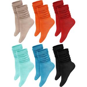 Bencailor 6 Pairs Women Slouch Fuzzy Socks Warm Cotton Scrunch Boot Winter Fluffy Slipper Socks (Medium, Lovely Colors)