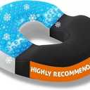 Niceeday Donut Pillow for Office Chair Seat Cushion for Car, Cooling Gel Memory Foam Cushion for Wheelchair Kitchen Chair Driving Desk Chair, Car Seat Cushion Chair Cushions for Sciatica Pain Relief (17.52*13.39*2.76in, Luxry Black)