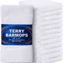 GREEN LIFESTYLE Terry Kitchen Bar Mops Kitchen Towel 12 Pack, Pure Cotton White Dish Cloths, Rags, Restaurant Cleaning Towels Ring Spun 100% Cotton, 14x17 inches