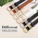 WERFORU Women Leather Belt Fashion Leather Waist Belt for Jean Dress with Gold/Silver Buckle (39.4" Length, Fit waist size 26"-30")