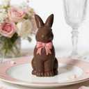 DN DECONATION Easter Decoration Bunny Decor - Spring Easter Brown Rabbit Sculpture, Ceramic Statues with Pink Bow for Farmhouse Home Decor Tabletop Shelf Mantel Dining Table Centerpiece (Set of 1)