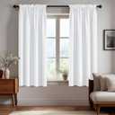 Deconovo Blackout Curtains, Thermal Insulated Rod Pocket Window Drapes, Noise Reducing, Oeko-TEX Certified, Room Darkening Curtains for Bedroom/Living Room, 2 Panels, White, 38W x 63L