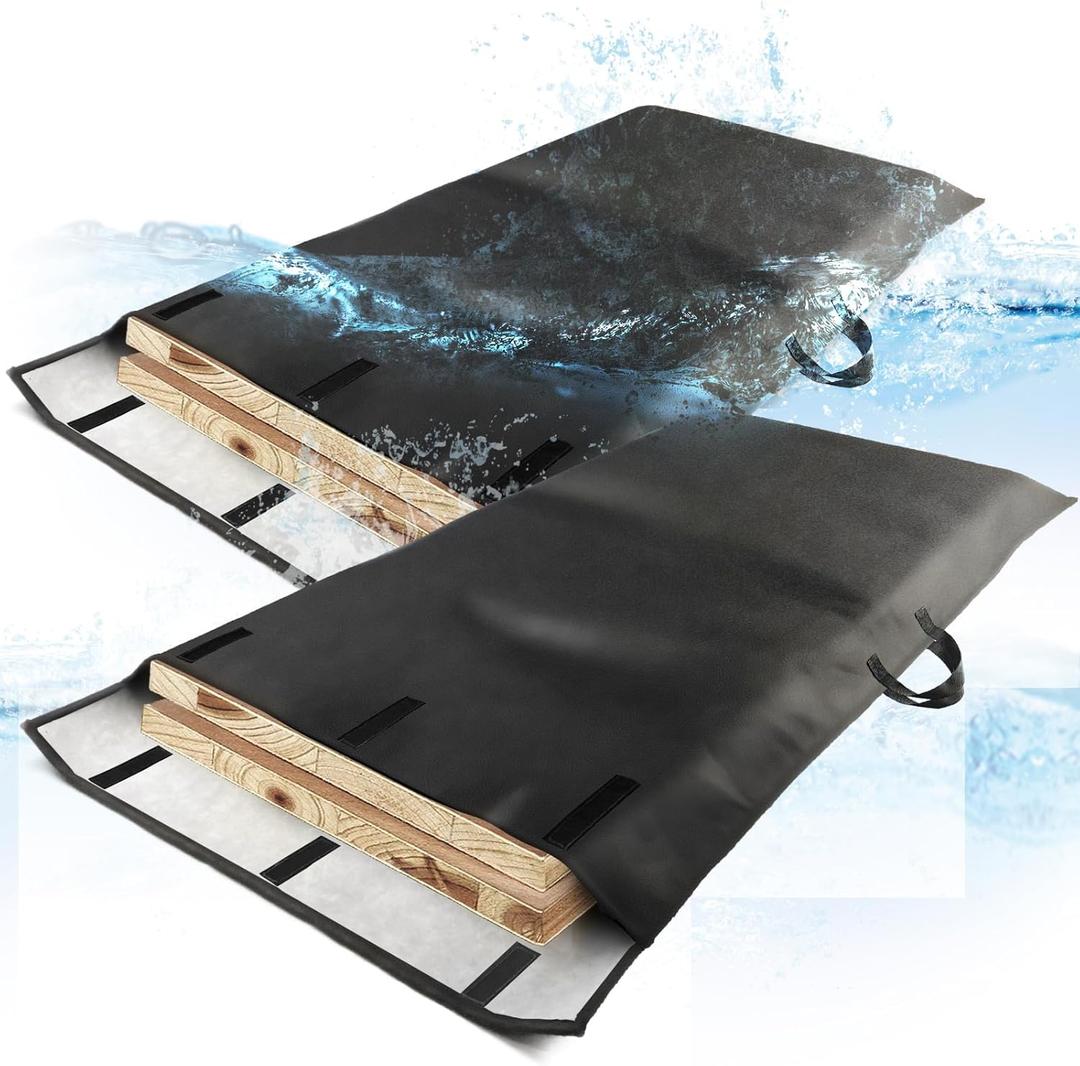 Table Leaf Storage Bag Padded 2 Pack, Waterproof Heavy Duty Dining Table Leaf Bag with Adjustable Closure, 51x 28in Extra Thick Flannel Backing Table Leaf Cover, Fit 48x24in Leaves, Black