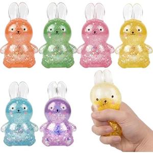 6Pcs Easter Basket Stuffers, 6 Colors Squishy Bunny Stress Balls ,Sensory Fidget Toys for Adults & Kids, Easter Egg Fillers & Party Favors Gifts