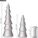 WONDROUS' DECO Wooden Christmas Tree Figurine, Tabletop Silver Tree Figurine, Set of 2 Desk Centerpieces for Christmas Decor