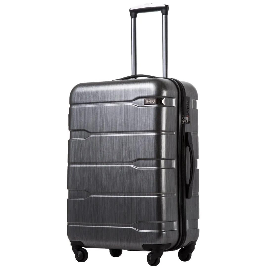 Coolife Luggage Expandable Suitcase PC+ABS Spinner Built-In TSA lock 20in Carry on