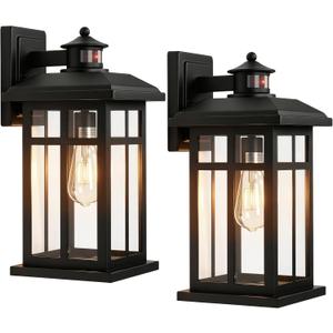 Brilvibera 2-Pack 16" Large Black Outdoor Wall Light