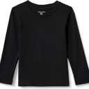 Amazon Essentials Boys and Toddlers' Long-Sleeve Cotton T-Shirts (Medium, Black)