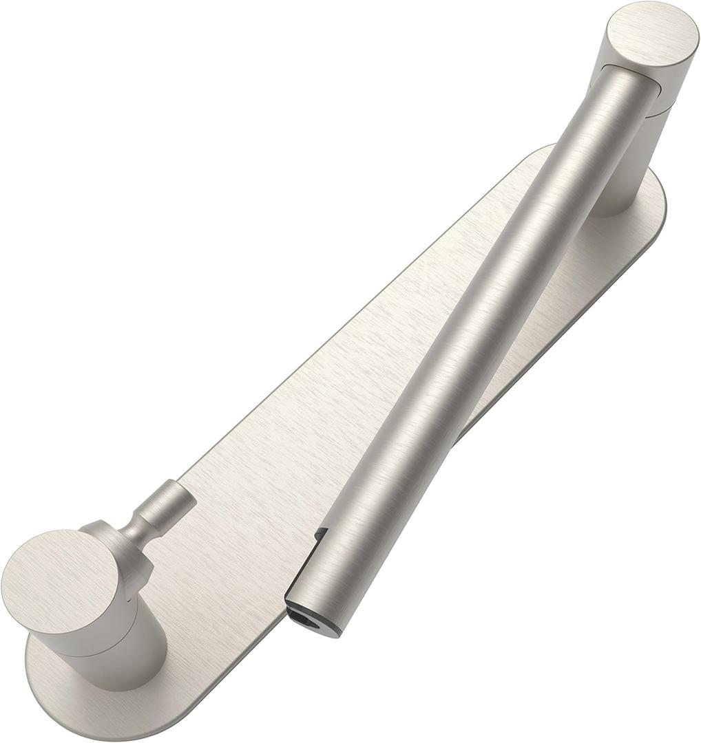 Adhesive Toilet Paper Holder Brushed Nickel Bathroom Double Post Pivoting Toilet Tissue Holder Roll Holder Stick On No Drilling Stainless Steel and Zinc Alloy