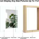 Egofine 11x14 Floating Frames Set of 2, Double Plexiglass Picture Frame, Made of Solid Wood Display Any Size Photo up to 11x14, Wall Mount or Tabletop Standing, Natural Wood