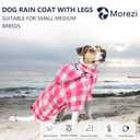 Dog rain Coat Waterproof Raincoat Puppy Jacket with Legs Buttons Zipper Hood Drawstring Fit for Yorkie Terrier Schnauzer Poodle Border Collie Labrador Golden Retriever 8lbs to 80lbs Pink L