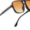 Freckles Mark Retro Aviator Sunglasses for Mens Womens Double Bridge Vintage 70s Square Glasses F9757