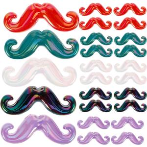 3 x 50pcs Mustache Shape Beads Acrylic Mustache Necklace Charms Large Hole Loose Spacer Beads Jewelry Finding for DIY Earring Necklace Bracelet Crafting Making