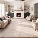 SHACOS Soft Cozy Fluffy Arch Pattern High Low Pile Area Rugs 9'x12' Large Non Slip Washable Modern Geometric Rug Scandinavian Minimalist Carpet for Living Room Bedroom Dining Room, Beige