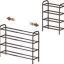 Gonfoam 4-Tier Expandable Shoe Rack,Adjustable Shoe Shelf Storage Organizer Heavy Duty Metal Free Standing Shoe Rack for Entryway Closet Doorway (Bronze)