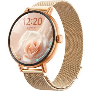 Smart Watches for Women,1.27" HD Fitness Tracker Answer,Make Call,Heart Rate,Sleep,SpO2,Round Smart Watch for iPhone/Samsung/Android,IP68 Waterproof,110+ Sport Mode-Rose Gold