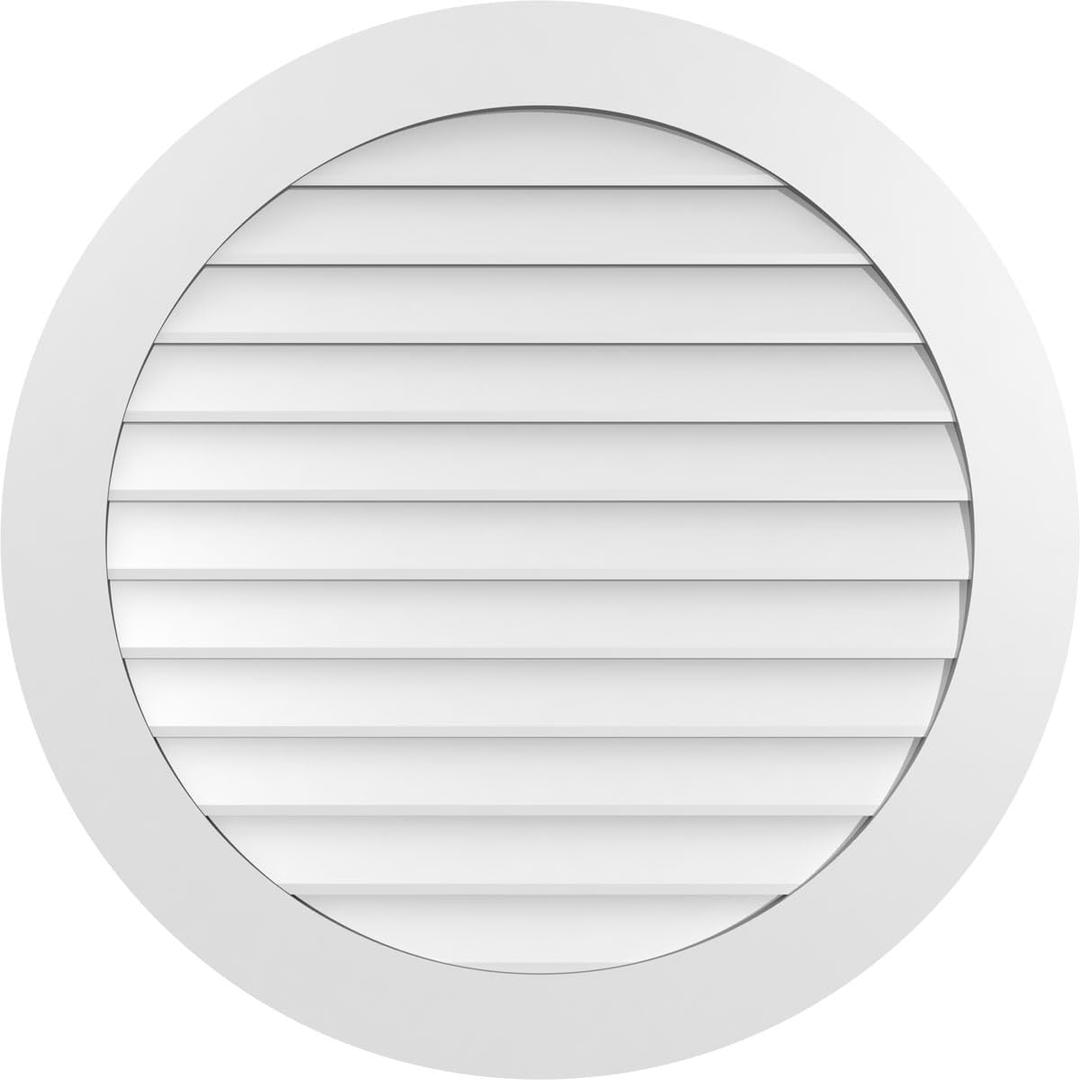 Ekena Millwork GVPRO36X3601SN Round Surface Mount PVC Gable Vent, Factory Primed White