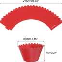PATIKIL Cupcake Wrappers Paper, 50 Pack Baking Cups Standard Wave Decoration for Anniversary Birthday Weddings and Parties, Red