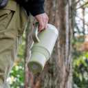 Tyeso 30 oz Tumbler with Handle, Straw and Lid - Leak Resistant Insulated Stainless Steel Water Bottle, Car Cup Holder Friendly Travel Coffee Mug Green - Gifts for Men & Women