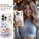 Hungo Compatible for iPhone 16 Pro Case for Women Girls Clear Design Cute,Girly Designer Aesthetic Protector Beautiful Carnation