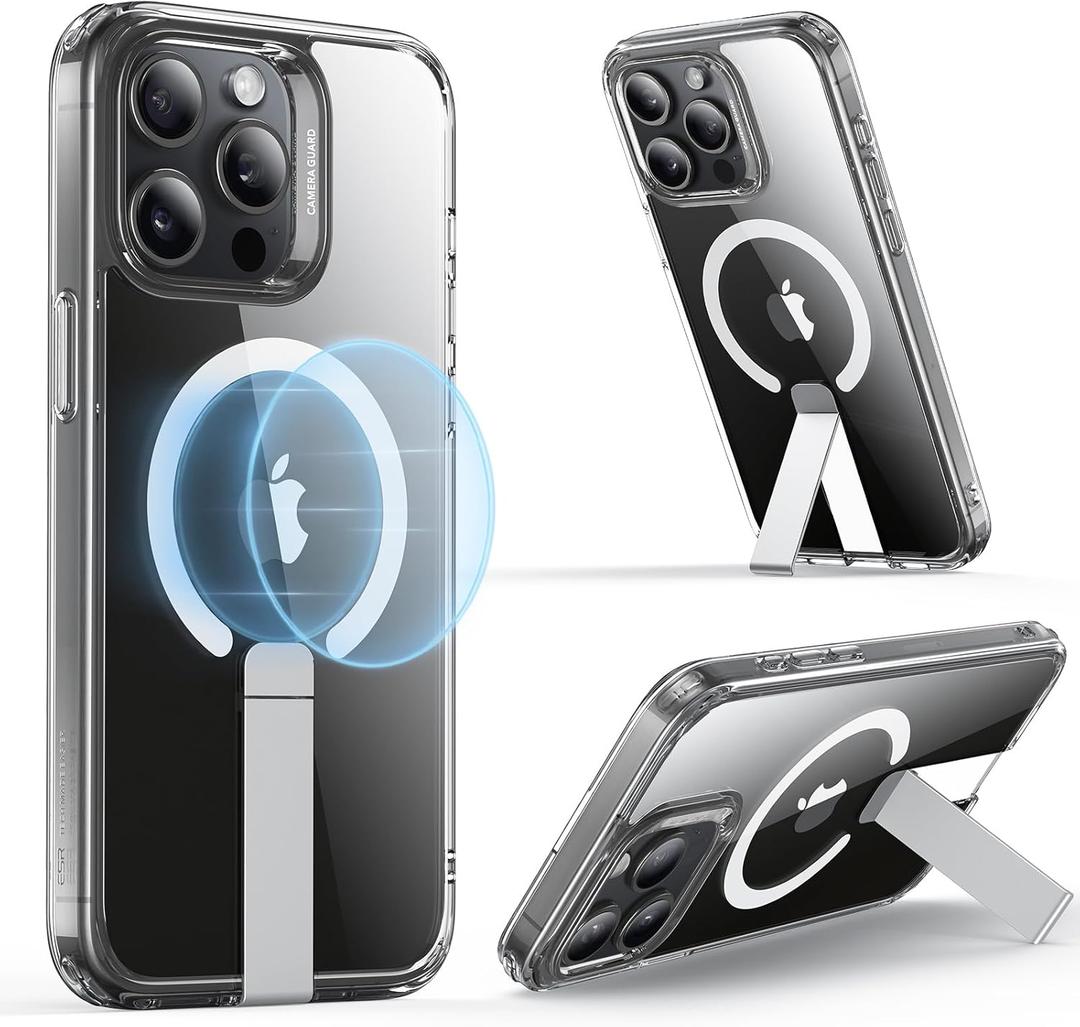 ESR for iPhone 16 Pro Case with Kickstand, Military-Grade Shockproof Protection, Magnetic Fully Adjustable Flickstand Phone Case, Compatible with MagSafe Accessories, Boost Series, Clear