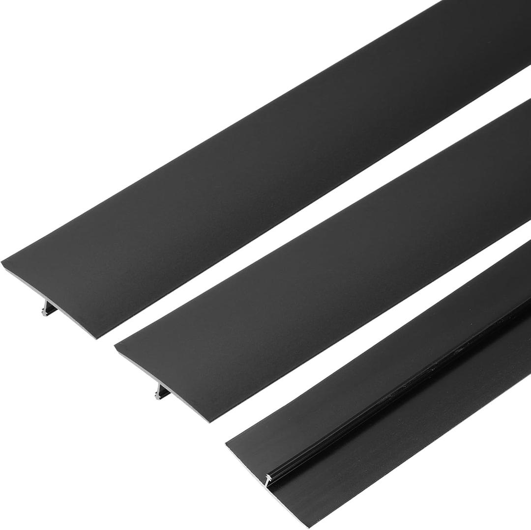 uxcell 3 Pcs Aluminum T Molding Floor Transition Strip, 1.6"x3 Ft Moulding Transition Strip for Doorway, Laminate Flooring, Joining Flooring Gaps of Laminate Planks Tile, Black