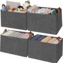 GRANNY SAYS Storage Bins for Closet, Linen Closet Organizers and Storage Baskets with Metal Frame, Dark Gray Shelf Storage Bins for Organizing Bedroom Wardrobe, Extra Large, 4-Pack