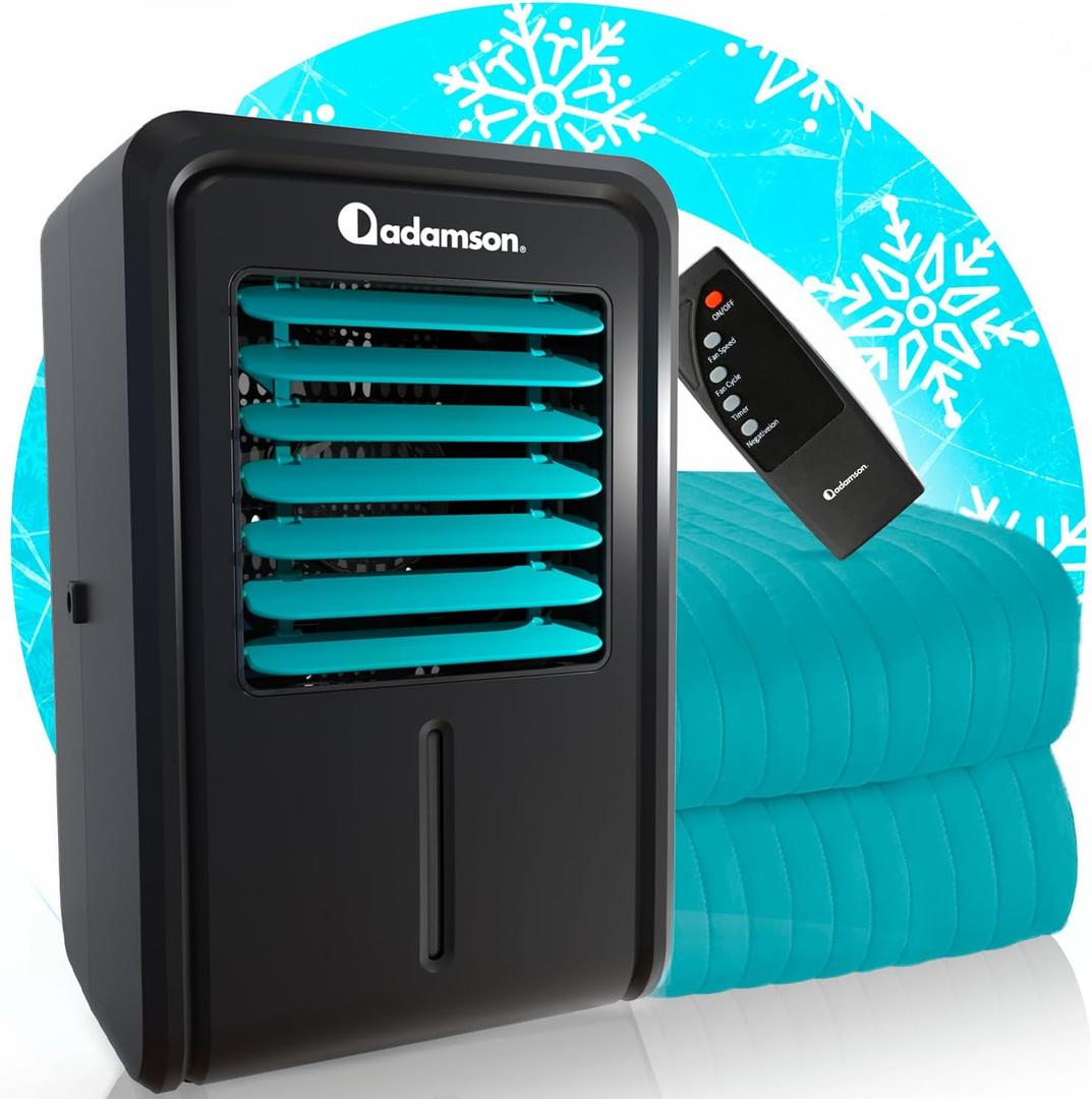 Adamson B10 Aqua Bed Cooling System - Twin 75 L x 39 W - New - 100% Cotton Mattress Cooling Bed Pad for Night Sweats - Water Bed Cooler Ideal for Hot Sleepers, Aqua 