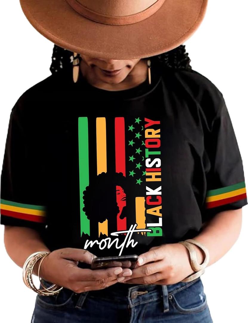 Black History Month Shirt for Women Black Lives Matter BLM Leaders Patriotic African American T-Shirt (M)
