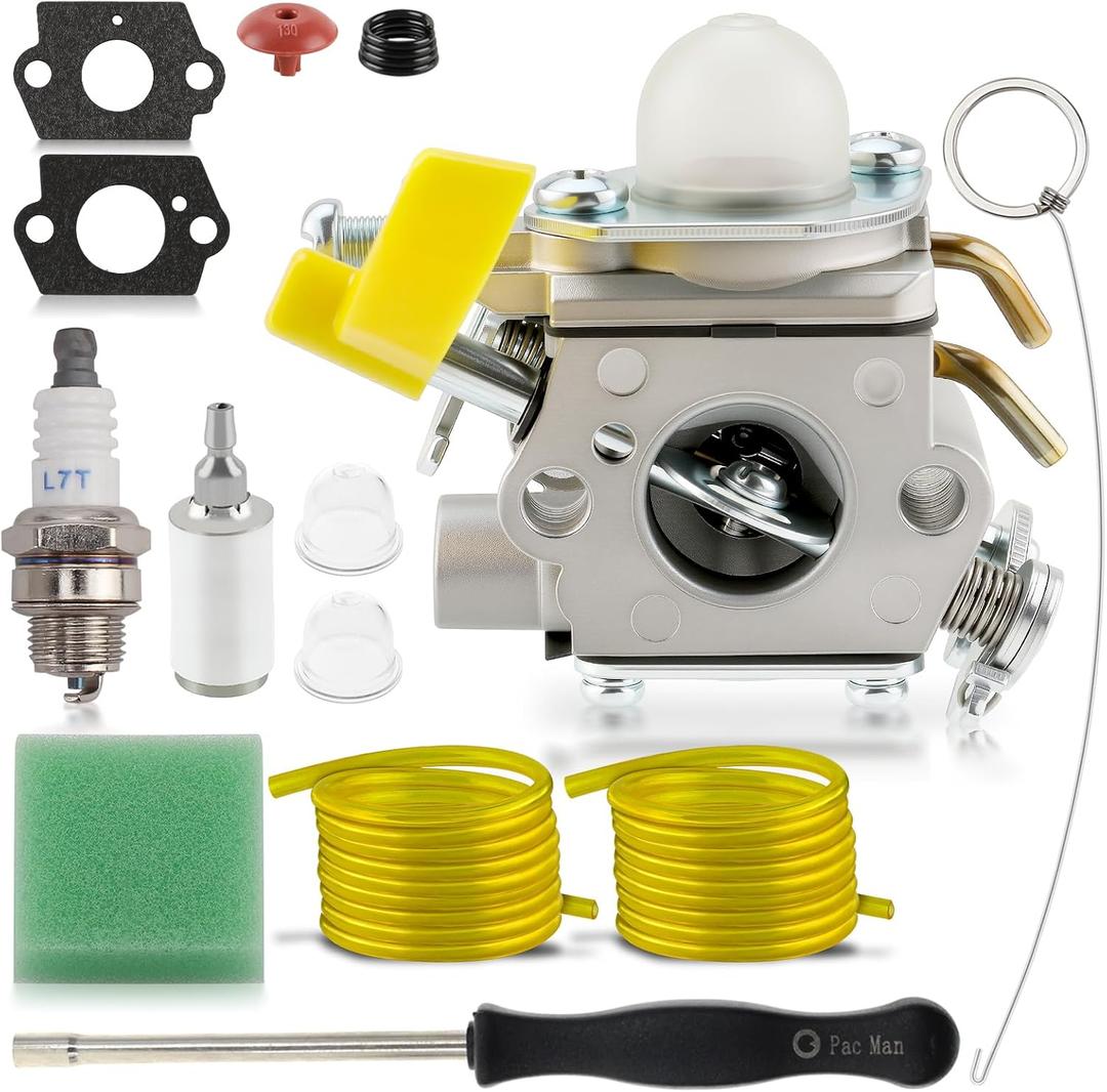 MOTOALL C1U-H60 Carburetor Blower for Homelite Ryobi RY28100 RY28120 RY28121 RY28140 RY28141 RY28160 RY28161 25cc 26cc 30cc Trimmer with AC04122 Air Filter Kit