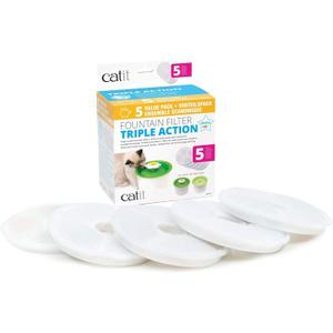 Catit Triple Action Replacement Original Water Fountain Filters, 5 Pack  Official Replacement Filters for Catit Cat Drinking Water Fountains
