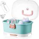 Baby Bottle Holder, Portable Large Capacity Toddler Bottles Storage Box with Lid Cover Anti-Dust Protection and Cutlery  Baby Bottle Drying Rack for Baby at Home Kitchen Travel Outdoors(1#)