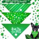2 x St. Patrick's Day Dog Bandanas 3Pack Lucky Shamrock Costume, Kiss Me I'm Irish Triangle Bibs Adjustable Pet Scarf Accessories for Dogs Cats Medium Green Kerchief Happy Holiday Supplies Outfit