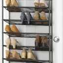 Whitmor 36 Pair Over the Door Shoe Organizer, 12 Tier Hanging Shoe Organizer, Heavy Duty Metal & Mesh Shoe Holder, Hanging Shoe Rack for Closet Storage, 69"L x 21.7"W x 7.5"H, Gunmetal Gray