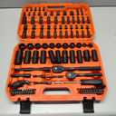 AMM 123Pcs Impact socket set，1/4”3/8”Drive Deep&Shallow Socket wrench set，6 Point Metric&Standard Full 5/32"-3/4"，4-22mm with Spark plug sockets，72T Ratchet handle，Screwdrivers，for Automotive&Home