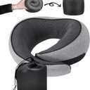 SZXYX Travel Pillows for Airplanes, 100% Pure Memory Foam Neck Pillow for Airplanes, Comfortable Breathable Cover, 360 Support Stowable Pillows for Sleeping, Car, Airport Travel Essentials (Grey)
