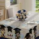 XCHI Gnome Congrats Grad Cap Firework Graduation Tablecloth Rectangle Table Cloth Table Covers for Indoor Dining Home Party Decorations 60x104 Inch