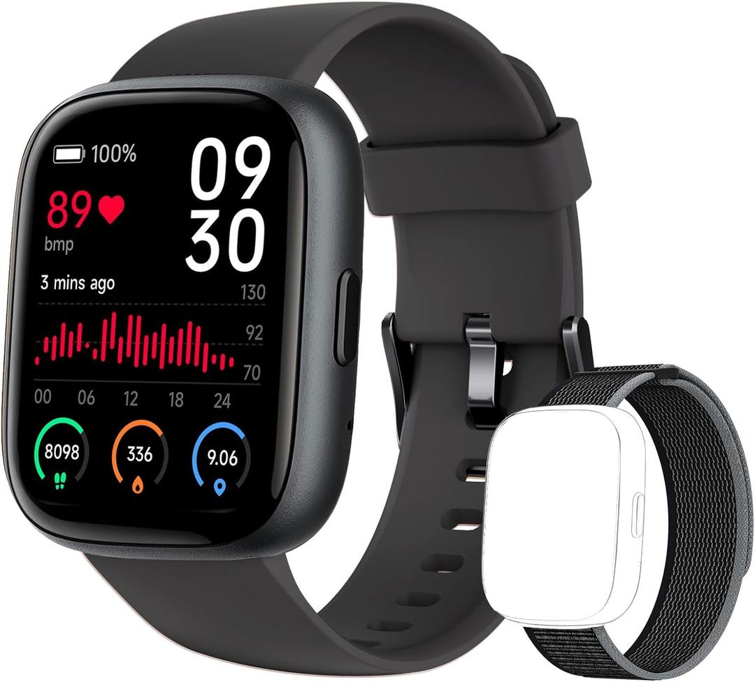 Smart Watch for Women Men, 1.83" Fitness Tracker Watch with Heart Rate/Sleep/Step Tracker, Pedometer, IP68 Waterproof Smartwatch Answer/Make Calls Compatible Android iOS (Midnight Black)